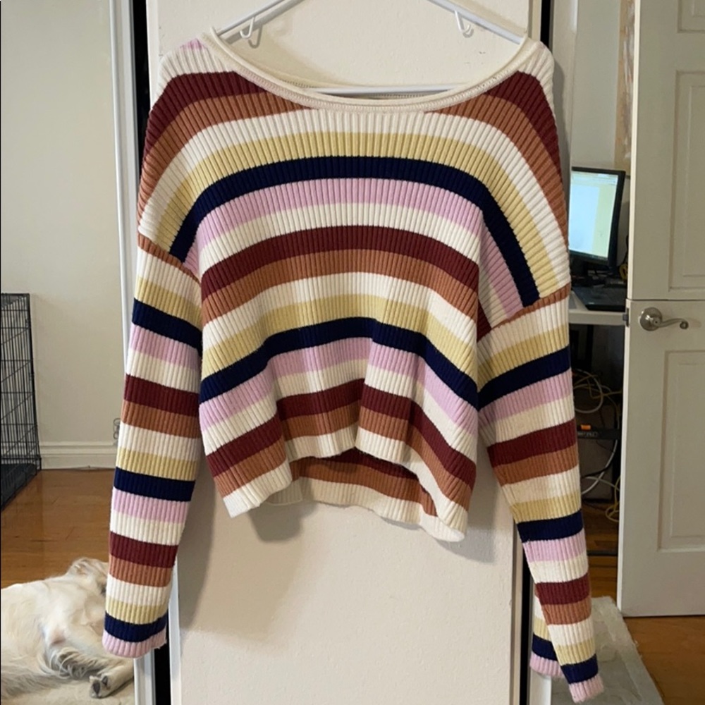 Amuse Society Striped crop sweater